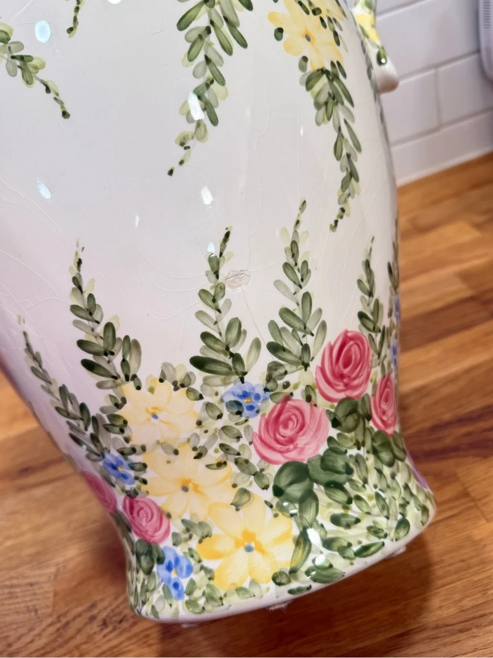 Vintage Floral Ceramic Urn Vase by Don Swanson